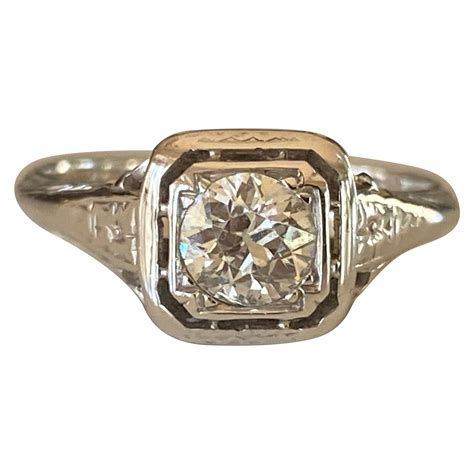 Art Deco Zircon Solitaire Ring at 1stDibs