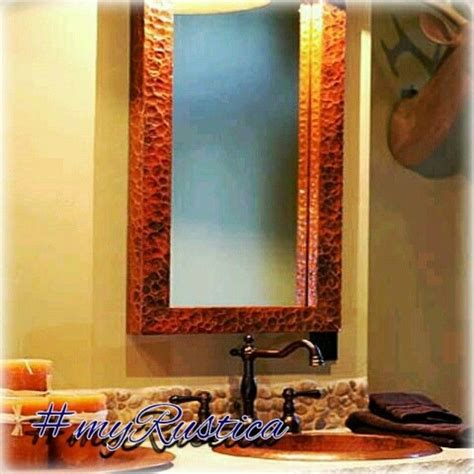 Copper Mirrors ® Rustic Powder Room Copper Mirror Copper Bathroom