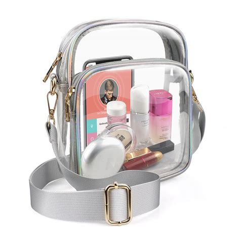 Coromay Clear Crossbody Bag Stadium Approved Tpu Clear Purse Silver