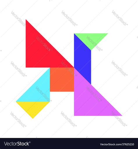 Color Tangram Puzzle In Flying Bird Shape Vector Image