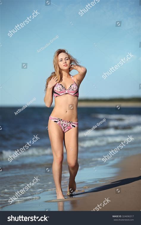 Portrait Happy Sexy Girl Pink Bikini Stock Photo Shutterstock