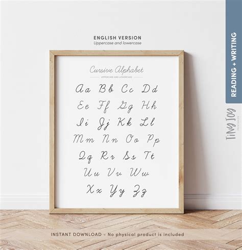 Cursive Alphabet Poster Handwriting Chart ABC Print - Etsy