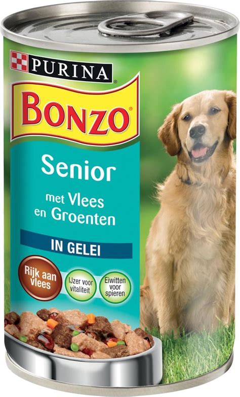 Bonzo Hondenvoer Blik Senior Vlees Groente 12 X 400 Gr Bol