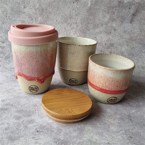 Handmade Ceramic Keep Cup/Tumbler -Pink and white - made in melbourne - gifts for her - gifts ...