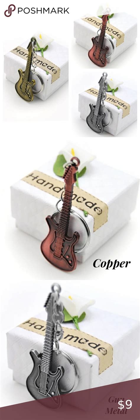 Vintage Copper Guitar Keychains Vintage Copper Organza Gift Bags