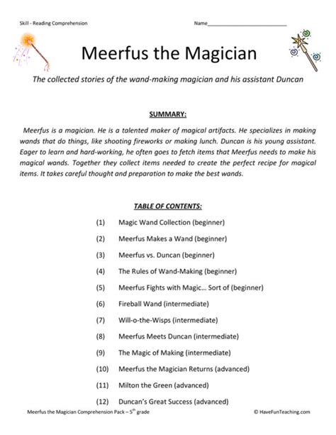 Meerfus The Magician Reading Comprehension Test Collection Have Fun