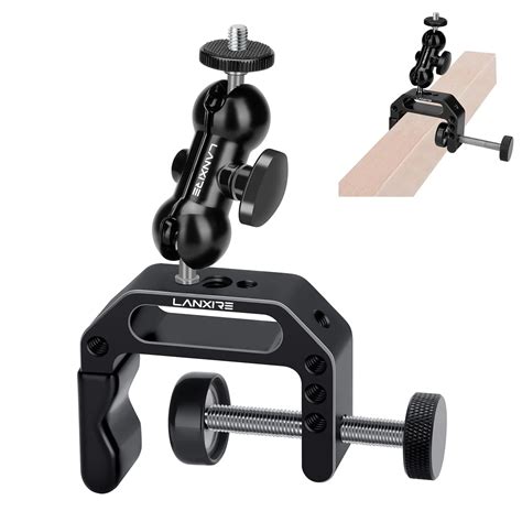 Lanxire Camera Clamp Mount C Clamp With Double Ball Head Magic Arm For