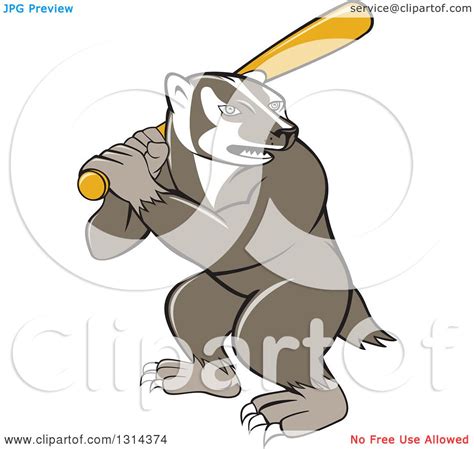 Clipart of a Cartoon Honey Badger Baseball Mascot Batting - Royalty Free Vector Illustration by ...