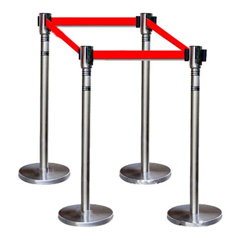 Stainless Steel Retractable Belt Stanchion Queue Pole Post Stand Guard