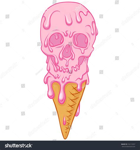 Pink Skull Ice Creamwhite Background Stock Vector Royalty Free