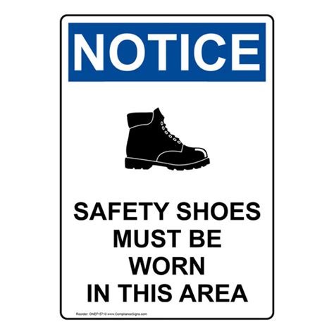 Vertical Safety Shoes Must Be Sign Osha Notice