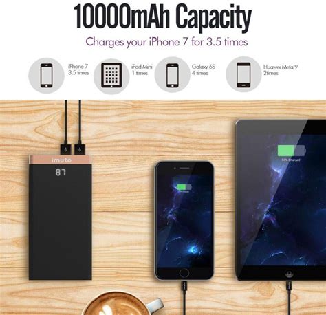 Imuto Mah Portable Charger Power Bank Ultra Slim