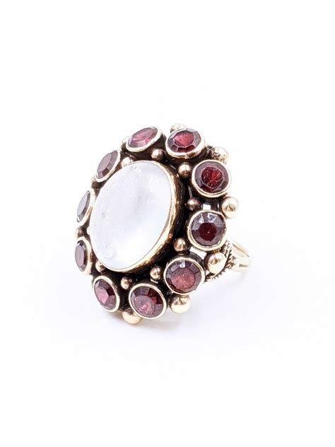 Antique Moonstone Ring Victorian 14k Gold Moonstone Garnet | Etsy
