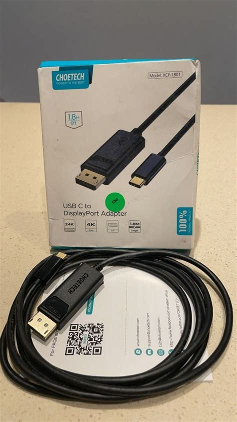 1519 CHOETECH XCP 1801BK USB C TO DISPLAYPORT CABLE 1 8M Computers