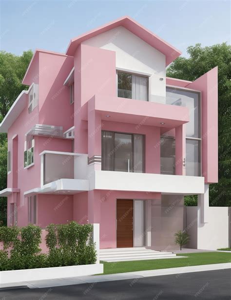 Premium Photo | Modern pink house architecture design with elegant ...