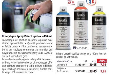 Promo Acrylique Spray Paint Liquitex 400 Ml chez Le Géant des Beaux