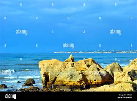 Sietskes Beach Spectacular Rock Formations On The Algarve Coast Stock