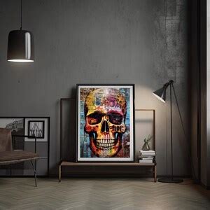 Skeleton Skull Graffiti Wall Art, Digital Art, Skull Halloween Wall ...