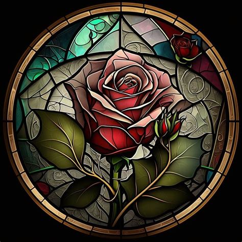 Rose Stained Glass Design For Tumbler Sublimation T Shirt Design Wall