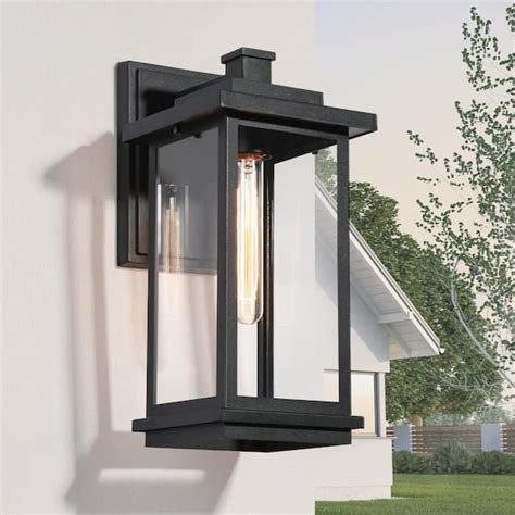 Lnc Modern Light Matte Black Outdoor Wall Lantern Sconce With Clear