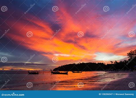 Koh Lipe Beach Thailand with Sunset Most Beautiful. Stock Image - Image ...