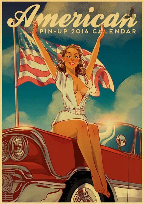 World War Ii Sexy Pin Up Girl Poster Military Bar Cafe Home Wall Decor Retro Kraft Paper Wall