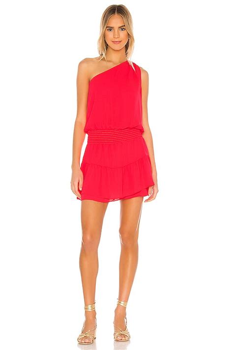 Krisa One Shoulder Ruffle Mini In Desire Revolve