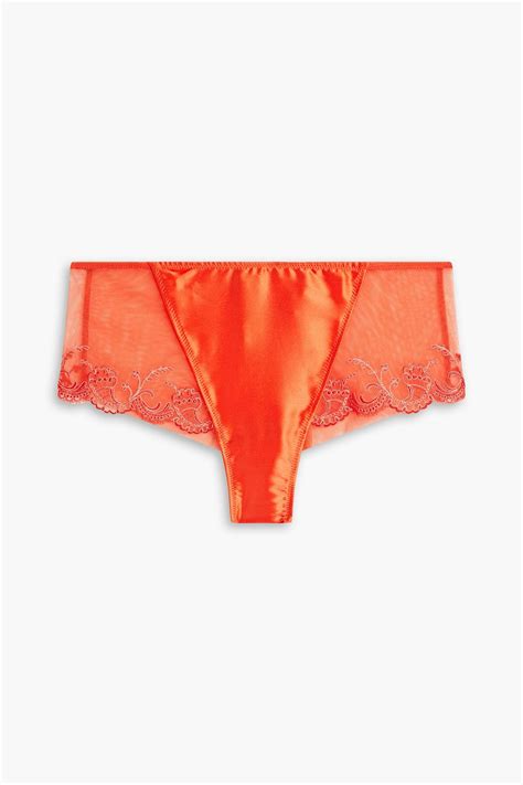 Lise Charmel Splendeur Soie Embroidered Tulle And Satin Mid Rise Briefs