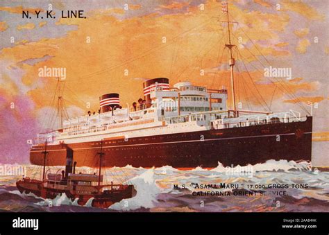 'Asama Maru', NYK Line Ship, old postcard Stock Photo - Alamy