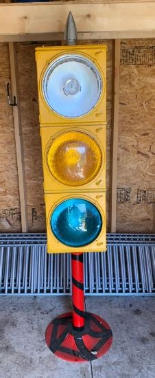 Traffic Light Metal Case And Plastic Lenses Art Antiques