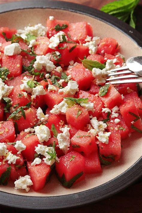 Watermelon Feta And Mint Salad Recipe Recipe Mint Salad Recipes