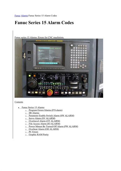 Pdf Fanuc Alarms Fanuc Series Alarm Codes Dokumen Tips