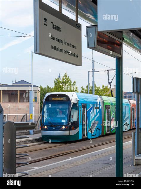 A tram stop on the Nottingham tram system, Nottingham, England, UK ...