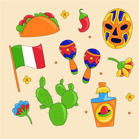 Colección de elementos planos mexicanos Vector Gratis