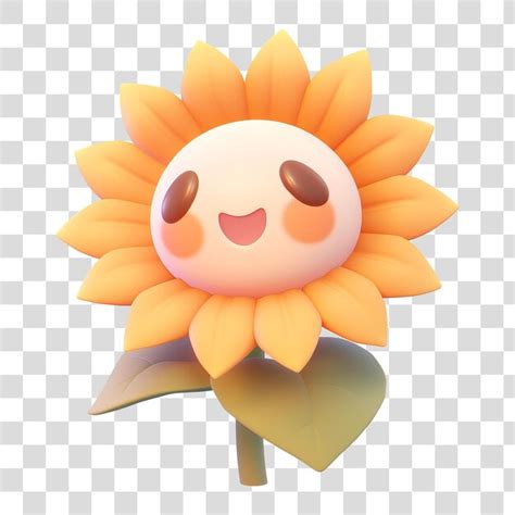 Premium PSD Cute Sunflowers 3d Cartoon Style Isolated On Transparent