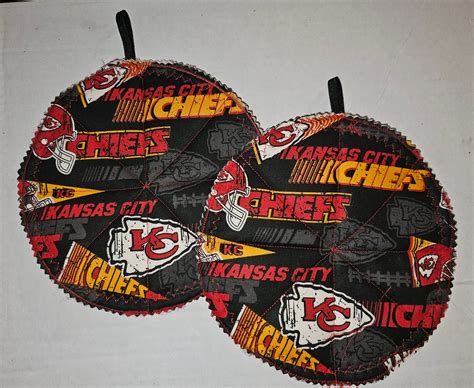 Kansas City Chiefs Heavy Duty Man Size Grilling Barbeque Pot Holders Hot Mats Handmade