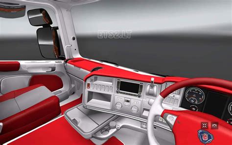 Scania r red & white interior | ETS 2 mods