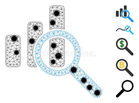 Expore Bar Chart Polygonal Mesh Pictogram With Flu Parts Stock Vector