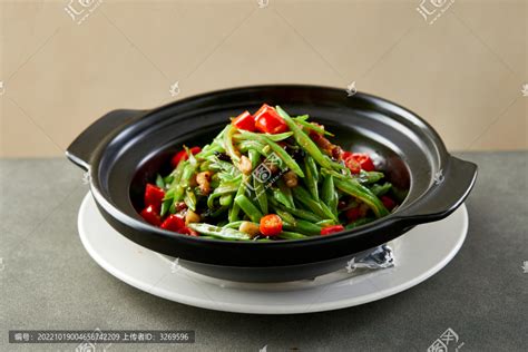 钵子扁豆丝中国菜系食品餐饮摄影素材汇图网