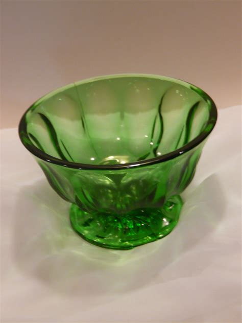 Anchor Hocking Spearmint Green Glass Pedestal Bowl Fairfield