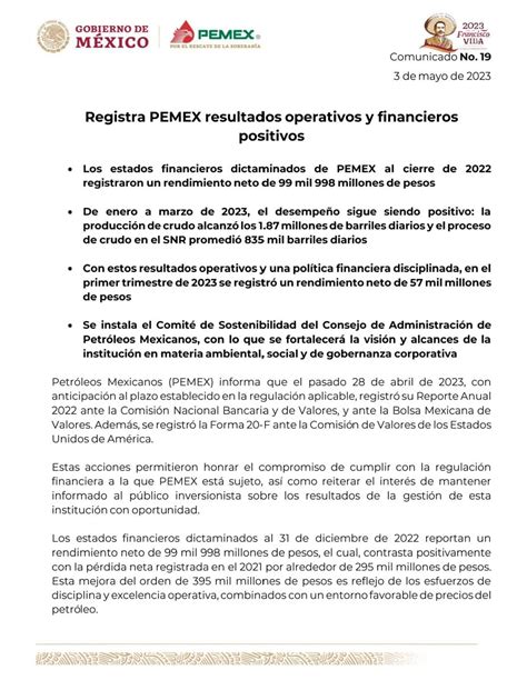 Petr Leos Mexicanos On Twitter Registra Pemex Resultados