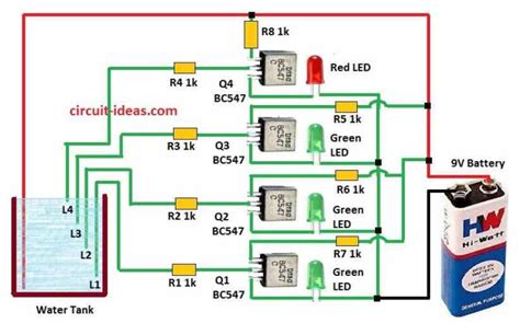 Simple 4 Leds Water Level Indicator Circuit Circuit Ideas For You