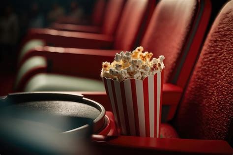 Premium AI Image | Movie theater popcorn on red seats AI generated