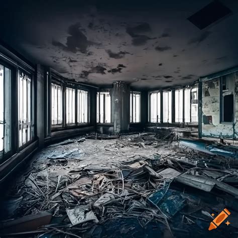 Inside Of An Abandoned Modern Office Building Professional Photograph