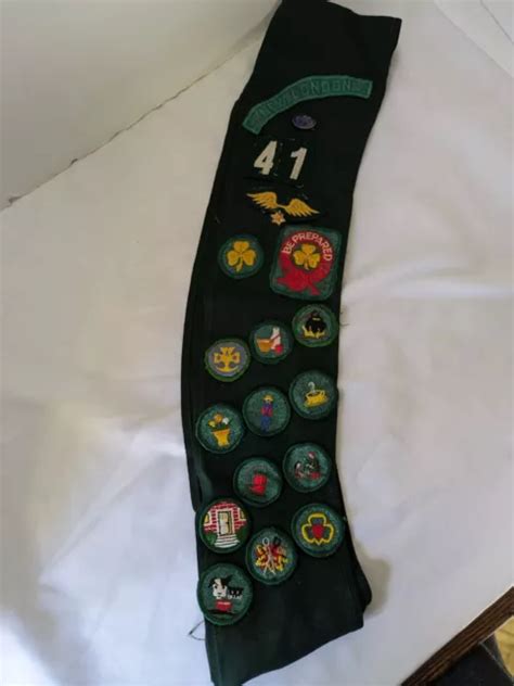 Vintage Girl Scout Sash With Patches Badges Gsa Scouting £13 94