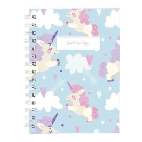 Caderno Personalizado Infantil Feminino - Caderno Personalizado Feminino Unicórnio 100 Folhas 14x20 Cm | Shopee ...