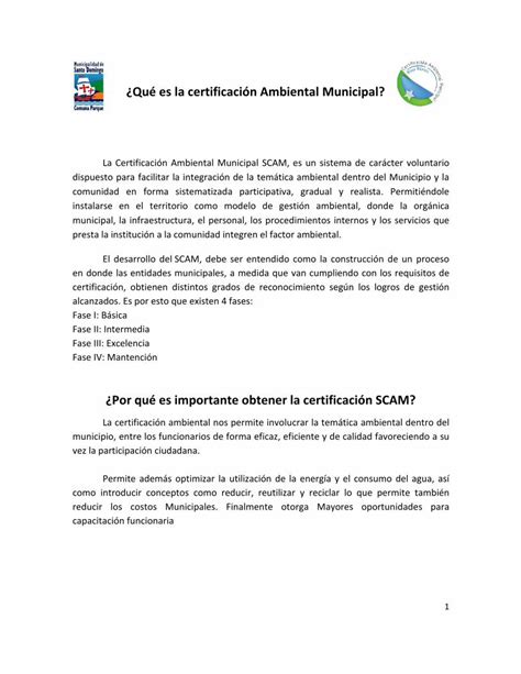 Pdf Qu Es La Certificaci N Ambiental Municipal La Certificaci N