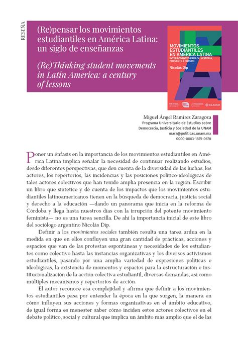 Re Pensar Los Movimientos Estudiantiles En Am Rica Latina Revista