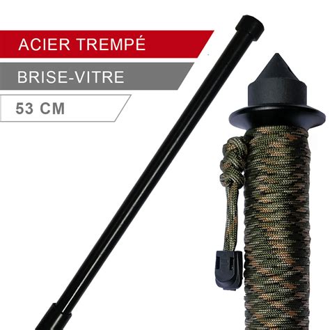 Matraque T Lescopique Cm En Acier Tremp Avec Brise Vitre Armes De