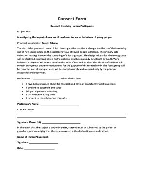 Printable Human Consent Form For Research Templates Fillable